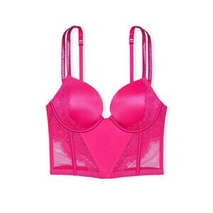 Victoria’s Secret Very Sexy Double Shine Strap Push-Up Corset Top Hot Pink 38DD